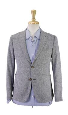 Indochino Gray Tweed Wool Cotton 2-Btn Slim Fit Blazer Jacket 34S